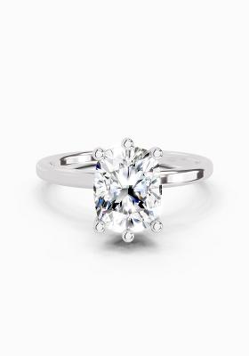 14Kt White Gold Lab Grown Diamond 2.06 Carat Cushion Shape Solitaire Diamond Ring for Women