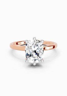 14Kt Rose Gold Lab Grown Diamond 2.06 Carat Cushion Shape Solitaire Diamond Ring for Women