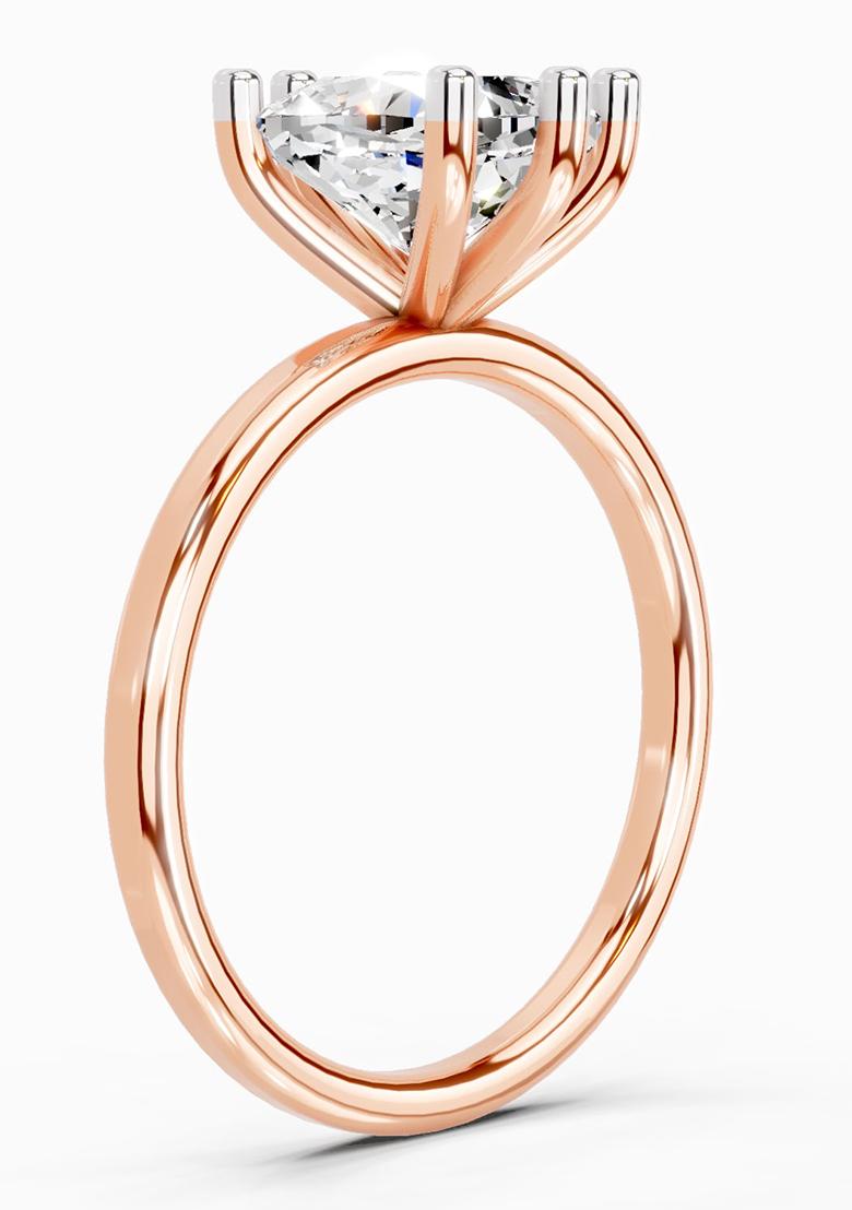 14Kt Rose Gold Lab Grown Diamond 2.06 Carat Cushion Shape Solitaire Diamond Ring for Women