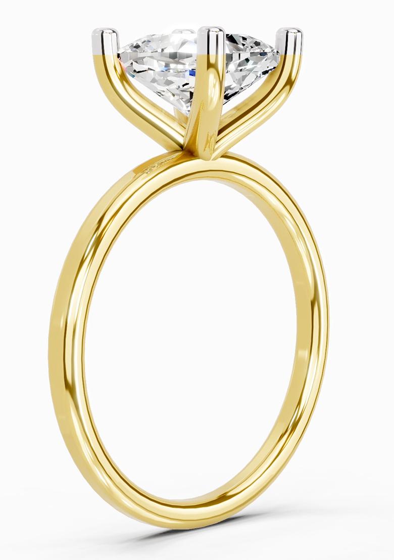 14Kt Yellow Gold Lab Grown Diamond 2.13 Carat Cushion Shape Solitaire Diamond Ring for Women