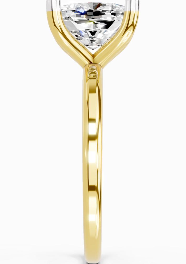 14Kt Yellow Gold Lab Grown Diamond 2.13 Carat Cushion Shape Solitaire Diamond Ring for Women