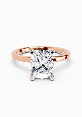 14Kt Rose Gold Lab Grown Diamond 2.13 Carat Cushion Shape Solitaire Diamond Ring for Women