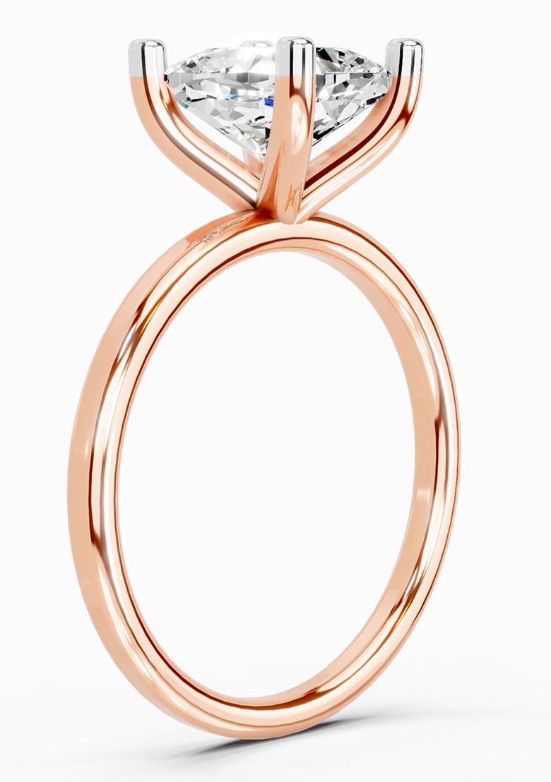 14Kt Rose Gold Lab Grown Diamond 2.13 Carat Cushion Shape Solitaire Diamond Ring for Women