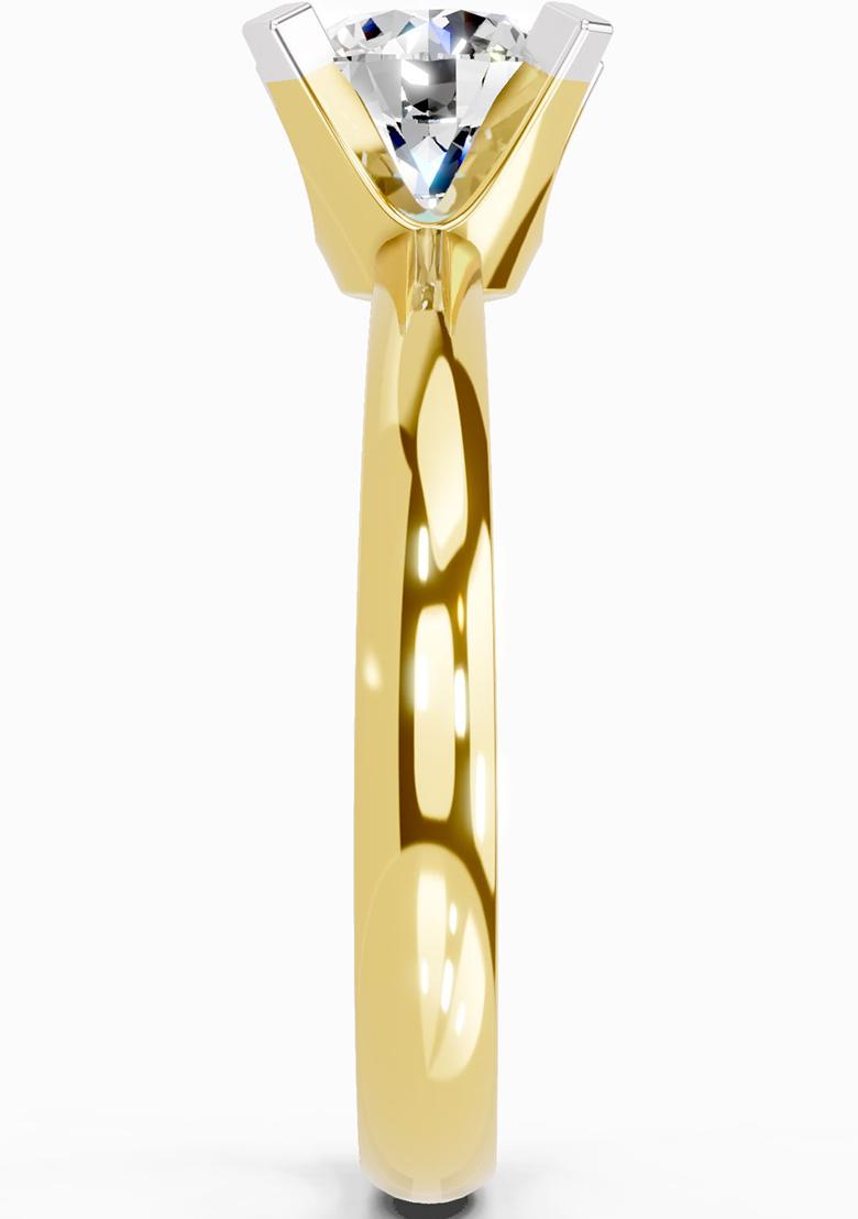 14Kt Yellow Gold Lab Grown Diamond 1 Carat Round Shape 4 Prong Solitaire Diamond Ring for Women