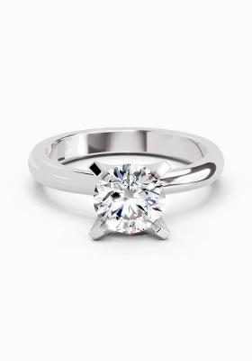 14Kt White Gold Lab Grown Diamond 1 Carat Round Shape 4 Prong Solitaire Diamond Ring for Women