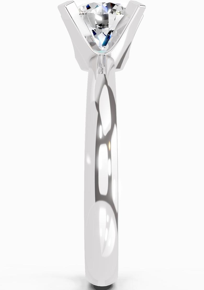 14Kt White Gold Lab Grown Diamond 1 Carat Round Shape 4 Prong Solitaire Diamond Ring for Women