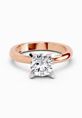 14Kt Rose Gold Lab Grown Diamond 1 Carat Round Shape 4 Prong Solitaire Diamond Ring for Women