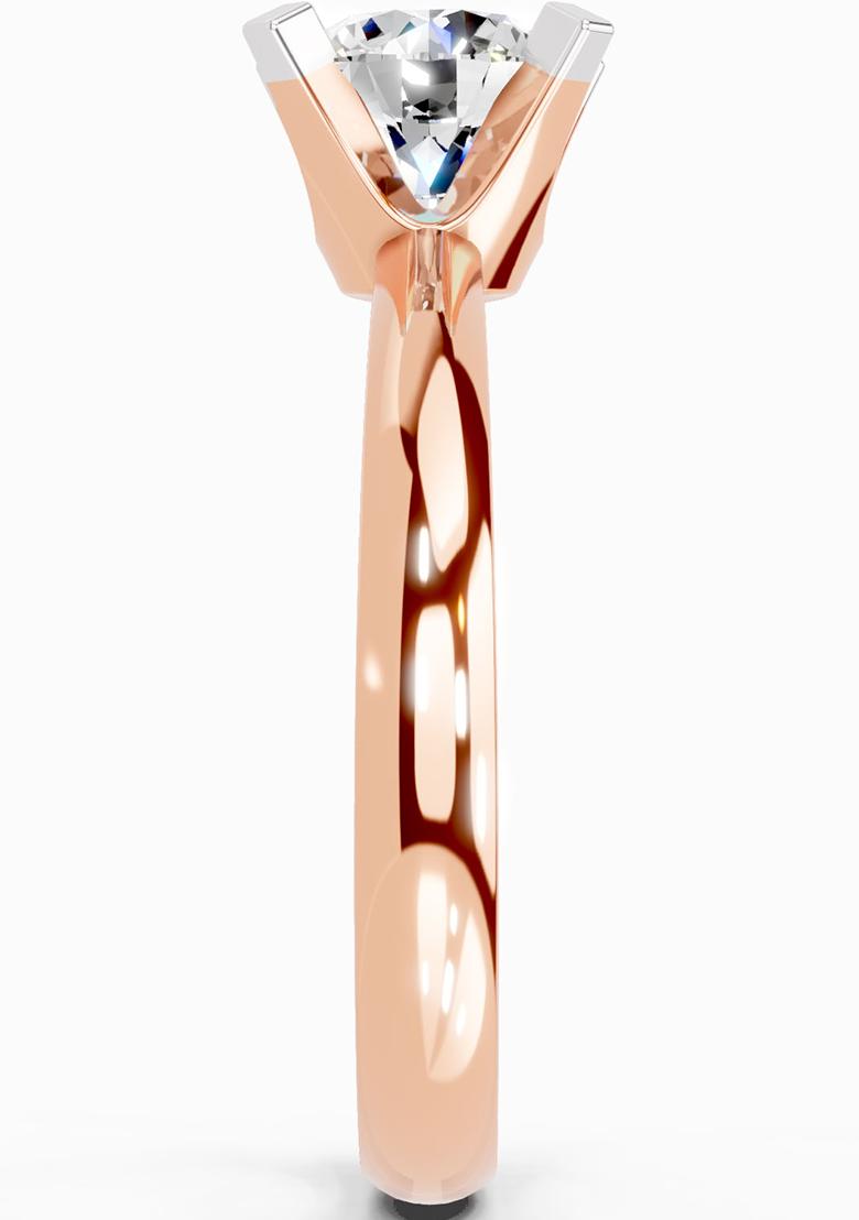 14Kt Rose Gold Lab Grown Diamond 1 Carat Round Shape 4 Prong Solitaire Diamond Ring for Women