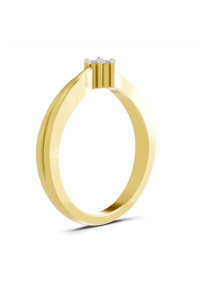 14Kt Yellow Gold Lab Grown Diamond 0.08 Carat Round Shape Diamond Ring for Women