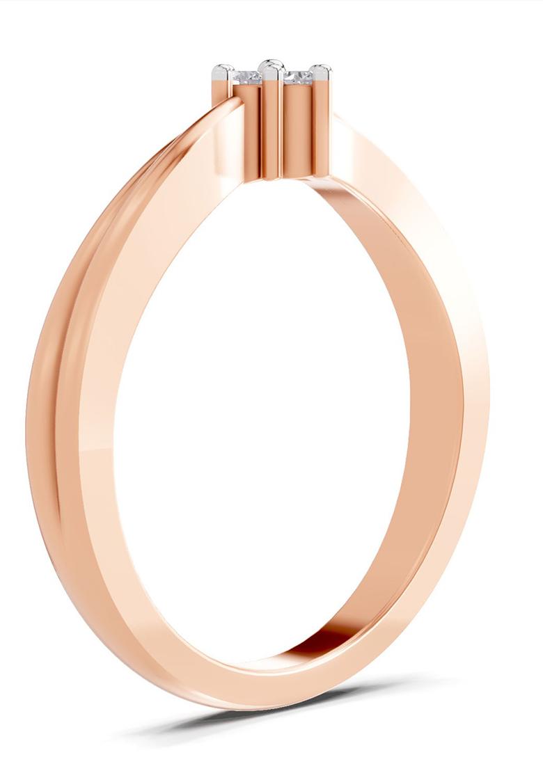 14Kt Rose Gold Lab Grown Diamond 0.08 Carat Round Shape Diamond Ring for Women