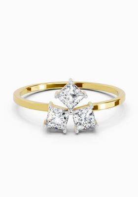 14Kt Yellow Gold Lab Grown Diamond 0.45 Carat Princess Shape Diamond Ring for Women