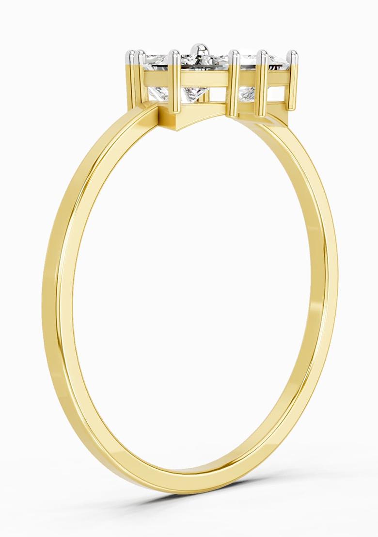 14Kt Yellow Gold Lab Grown Diamond 0.45 Carat Princess Shape Diamond Ring for Women