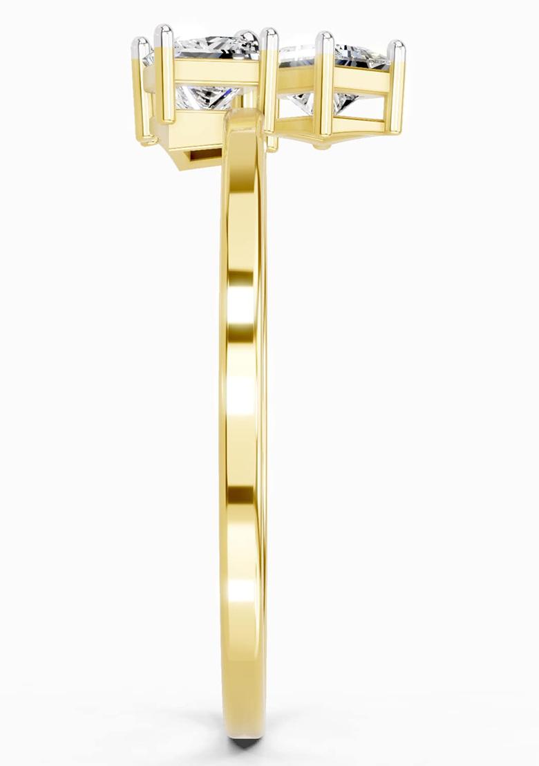 14Kt Yellow Gold Lab Grown Diamond 0.45 Carat Princess Shape Diamond Ring for Women