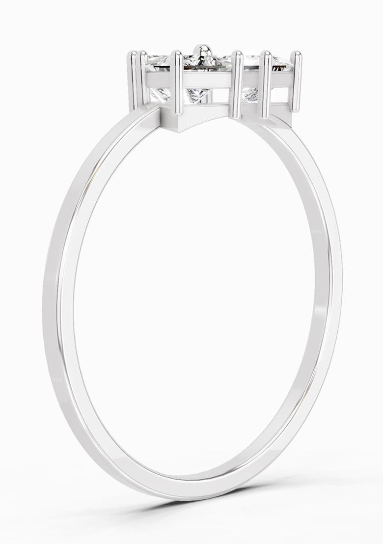 14Kt White Gold Lab Grown Diamond 0.45 Carat Princess Shape Diamond Ring for Women