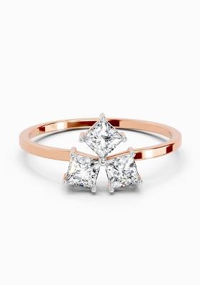 14Kt Rose Gold Lab Grown Diamond 0.45 Carat Princess Shape Diamond Ring for Women