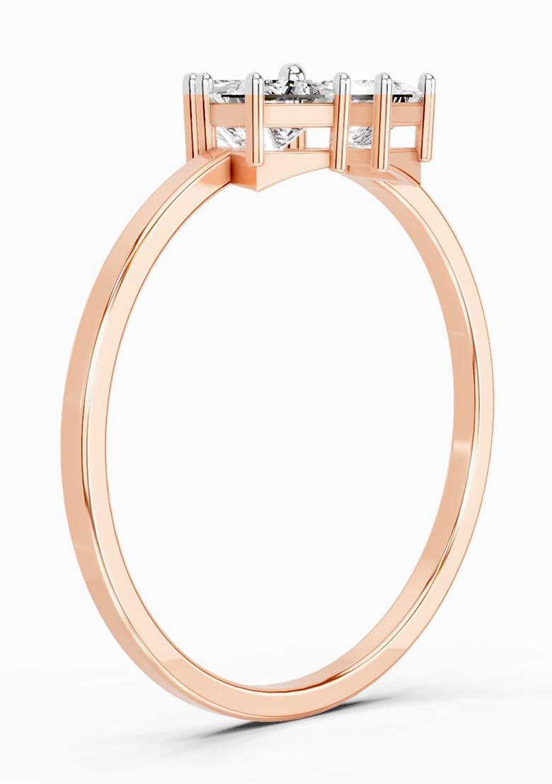 14Kt Rose Gold Lab Grown Diamond 0.45 Carat Princess Shape Diamond Ring for Women