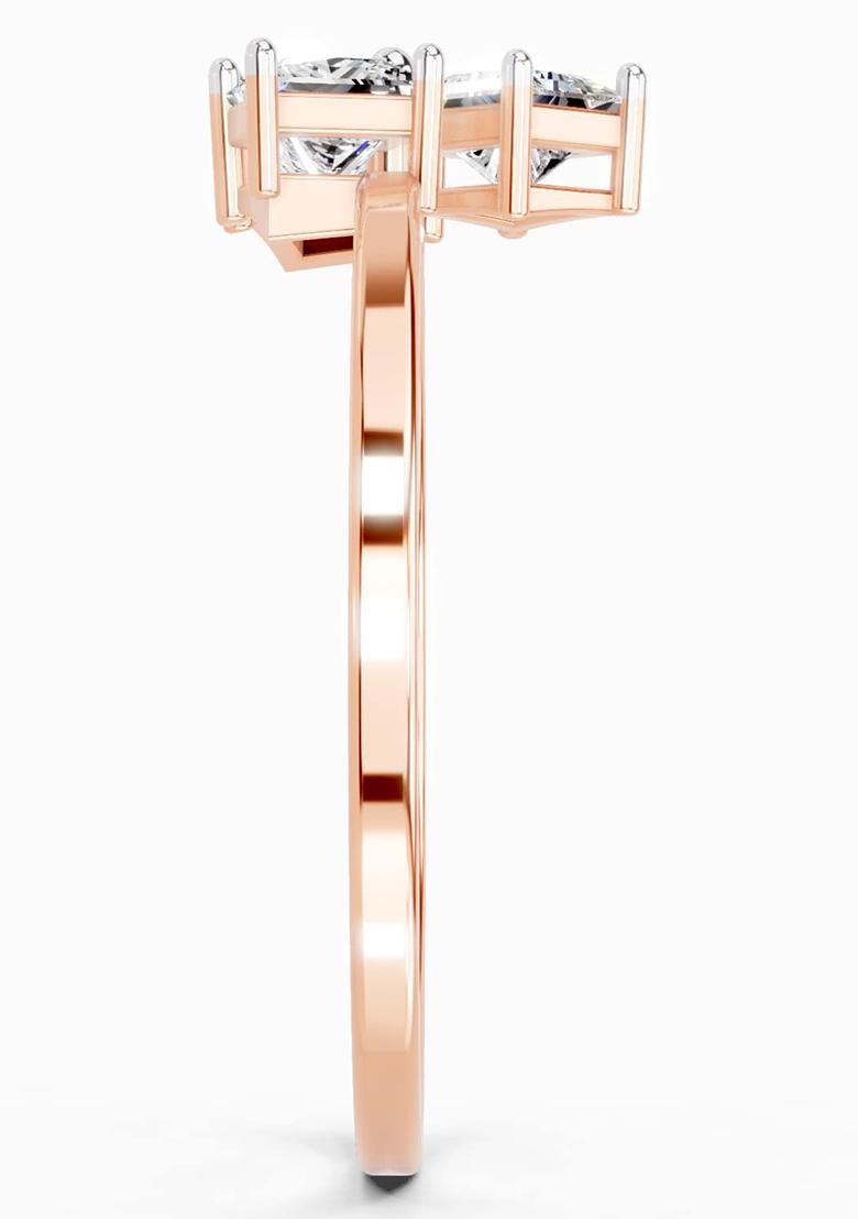 14Kt Rose Gold Lab Grown Diamond 0.45 Carat Princess Shape Diamond Ring for Women