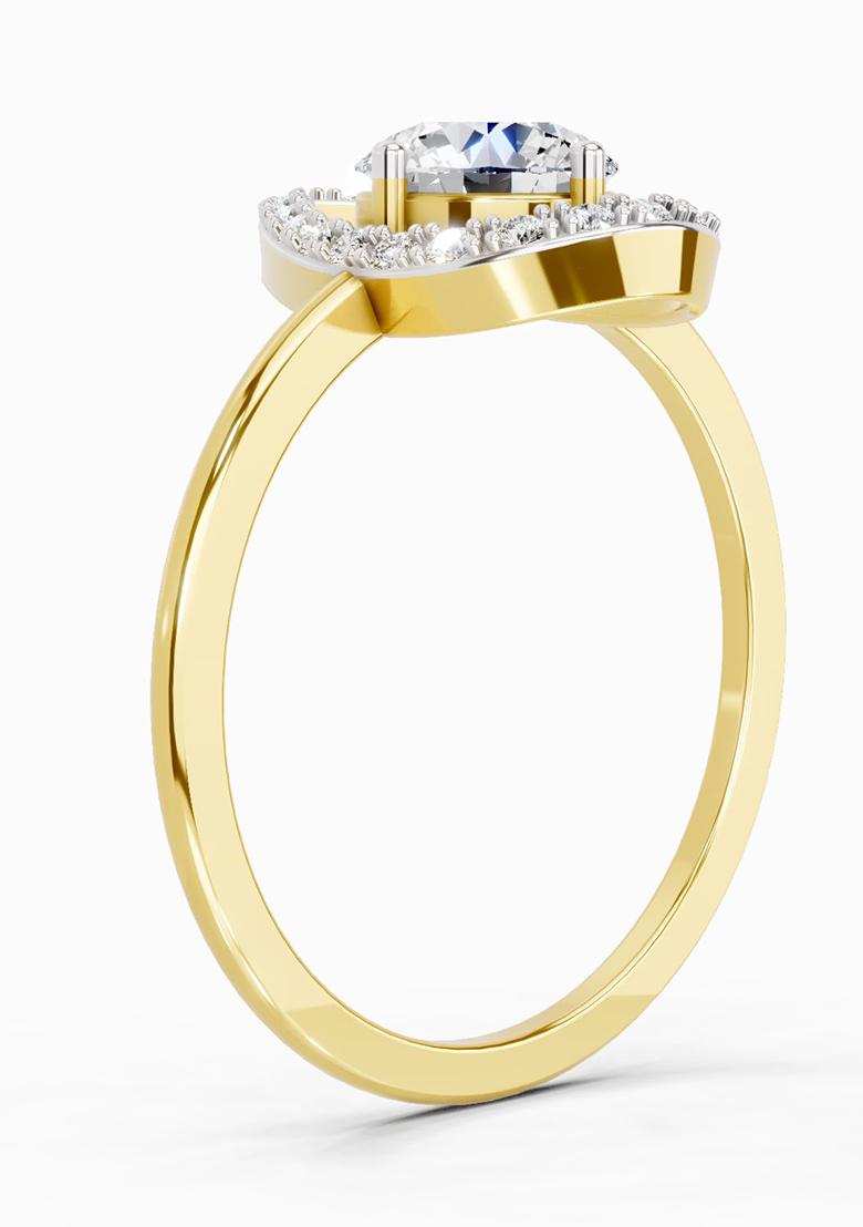 14Kt Yellow Gold Lab Grown Diamond 0.70 Carat Round Shape Diamond Ring for Women