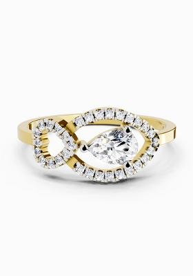 14Kt Yellow Gold Lab Grown Diamond 0.43 Carat Pear Shape Diamond Ring for Women
