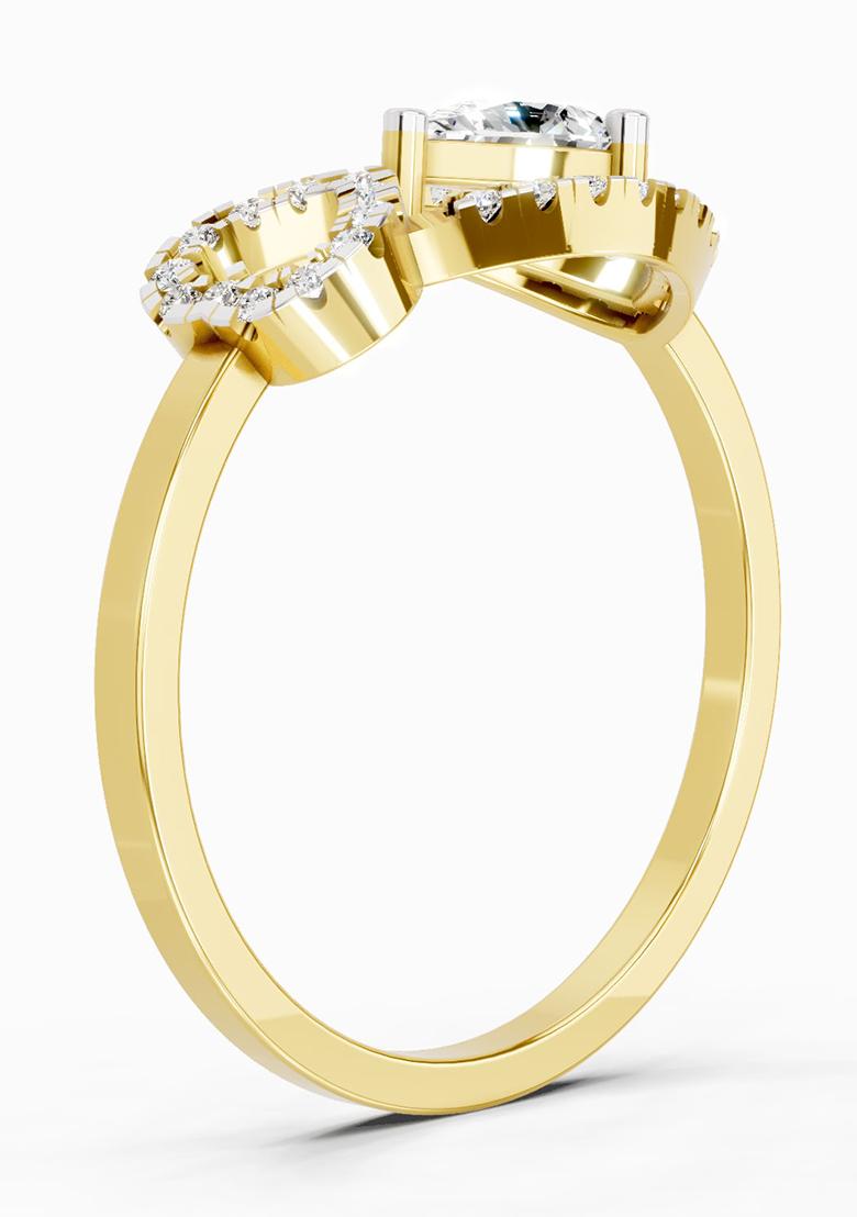 14Kt Yellow Gold Lab Grown Diamond 0.43 Carat Pear Shape Diamond Ring for Women