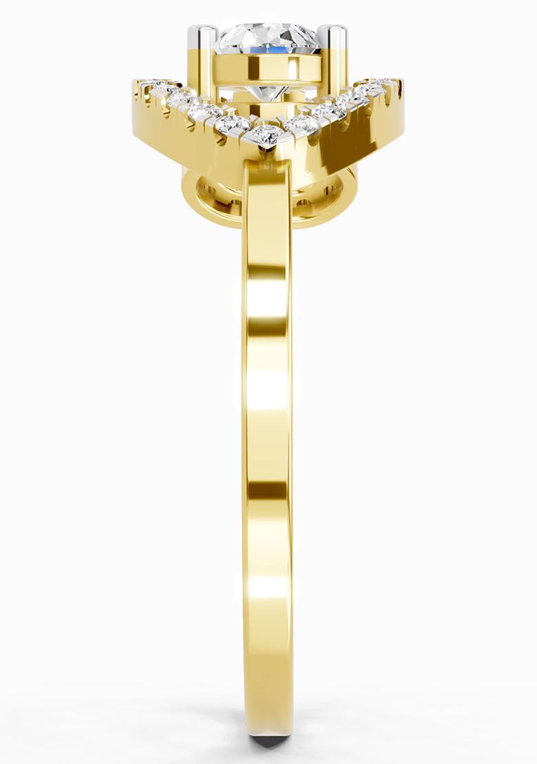 14Kt Yellow Gold Lab Grown Diamond 0.43 Carat Pear Shape Diamond Ring for Women