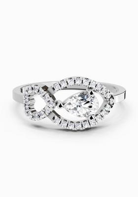 14Kt White Gold Lab Grown Diamond 0.43 Carat Pear Shape Diamond Ring for Women