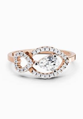 14Kt Rose Gold Lab Grown Diamond 0.43 Carat Pear Shape Diamond Ring for Women