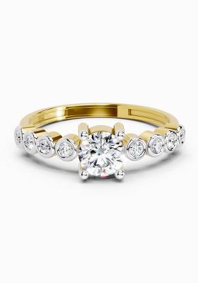 14Kt Yellow Gold Lab Grown Diamond 0.55 Carat Round Shape Diamond Ring for Women