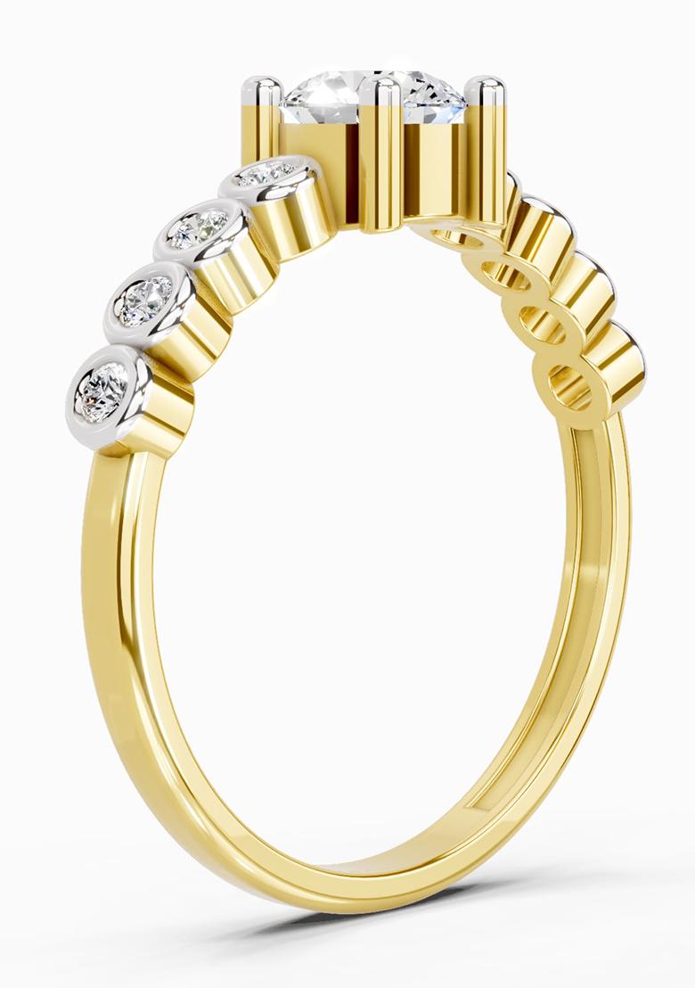 14Kt Yellow Gold Lab Grown Diamond 0.55 Carat Round Shape Diamond Ring for Women