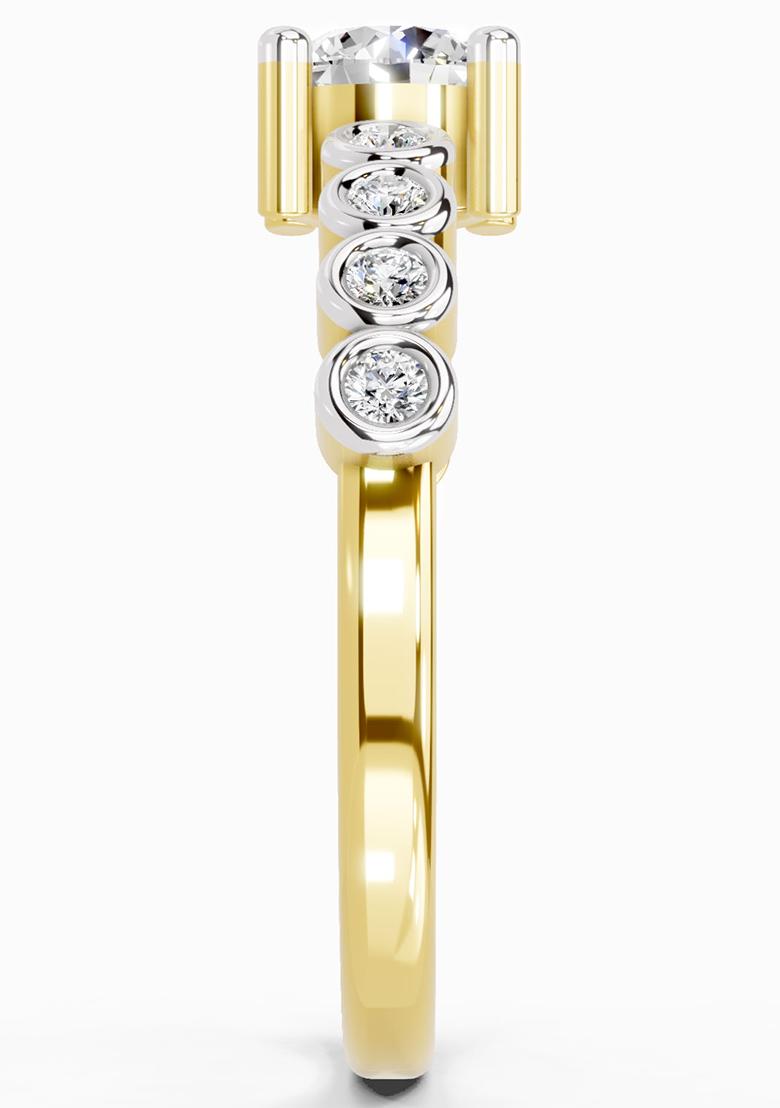 14Kt Yellow Gold Lab Grown Diamond 0.55 Carat Round Shape Diamond Ring for Women