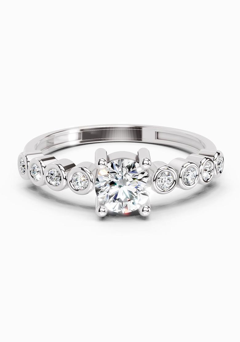 14Kt White Gold Lab Grown Diamond 0.55 Carat Round Shape Diamond Ring for Women
