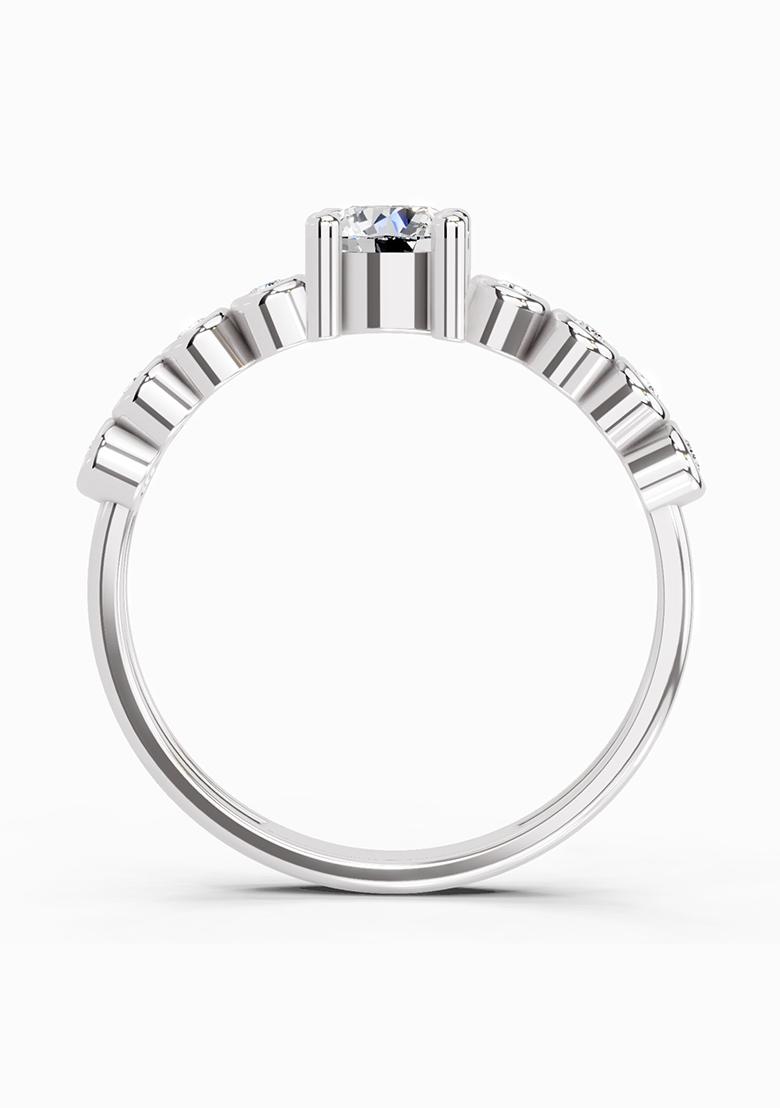 14Kt White Gold Lab Grown Diamond 0.55 Carat Round Shape Diamond Ring for Women