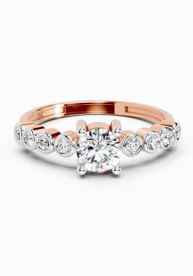 14Kt Rose Gold Lab Grown Diamond 0.55 Carat Round Shape Diamond Ring for Women
