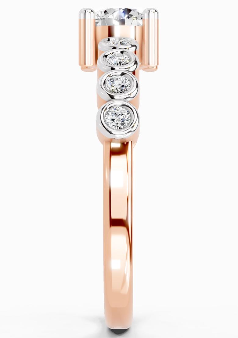 14Kt Rose Gold Lab Grown Diamond 0.55 Carat Round Shape Diamond Ring for Women