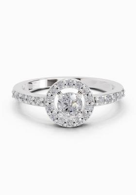 14Kt White Gold 0.67 Ct Lab Grown Diamond Halo Engagement Ring For Women