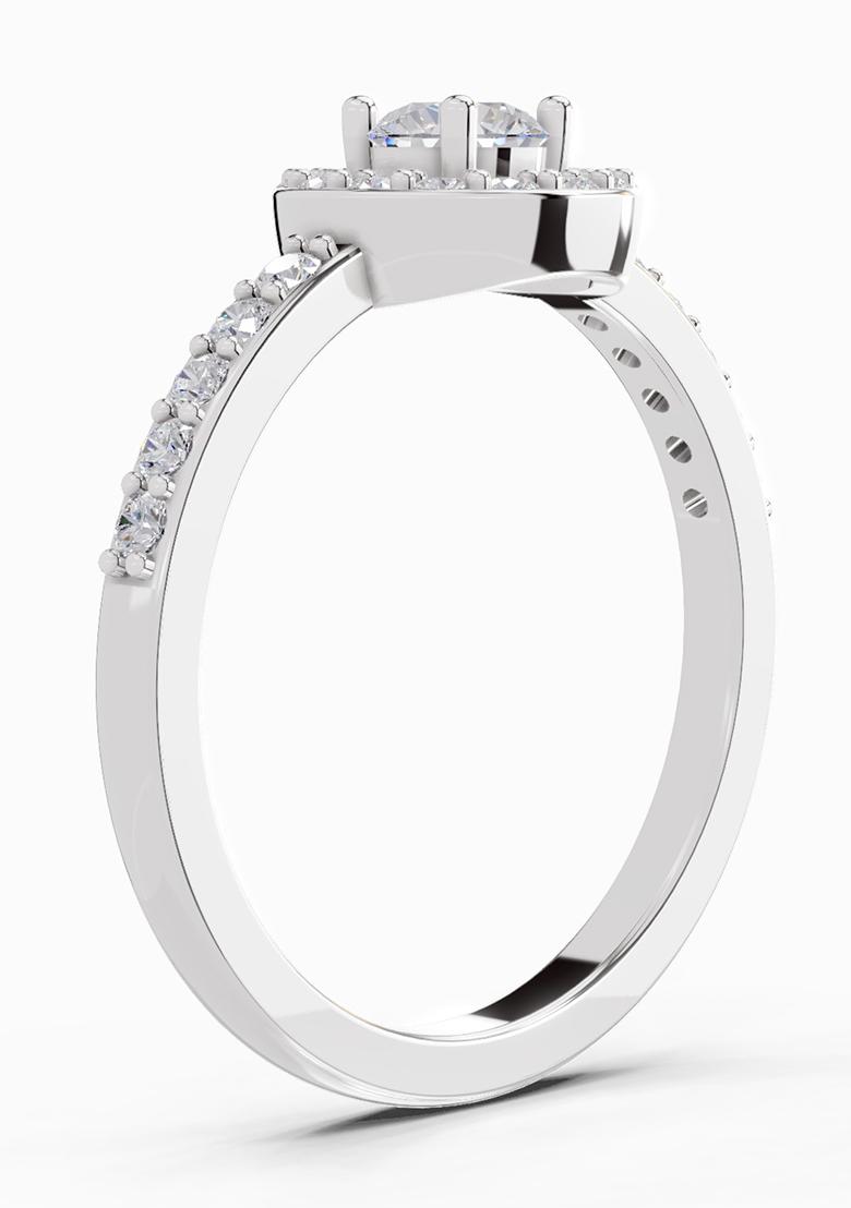 14Kt White Gold 0.67 Ct Lab Grown Diamond Halo Engagement Ring For Women