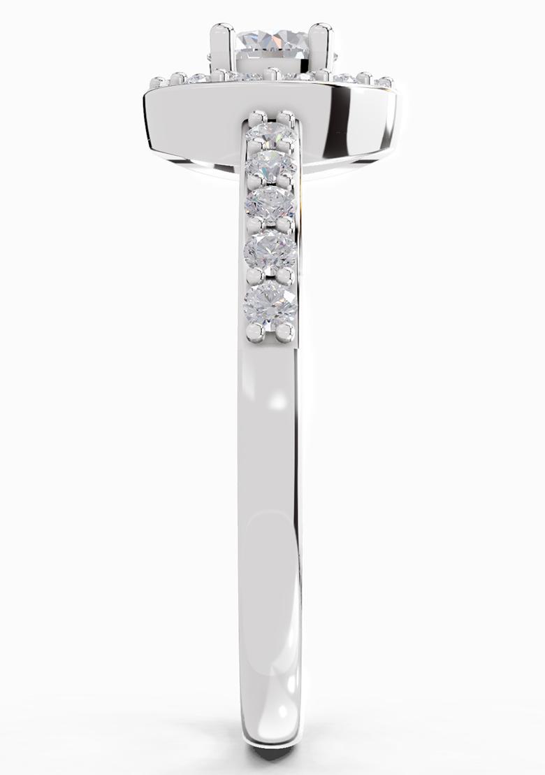 14Kt White Gold 0.67 Ct Lab Grown Diamond Halo Engagement Ring For Women