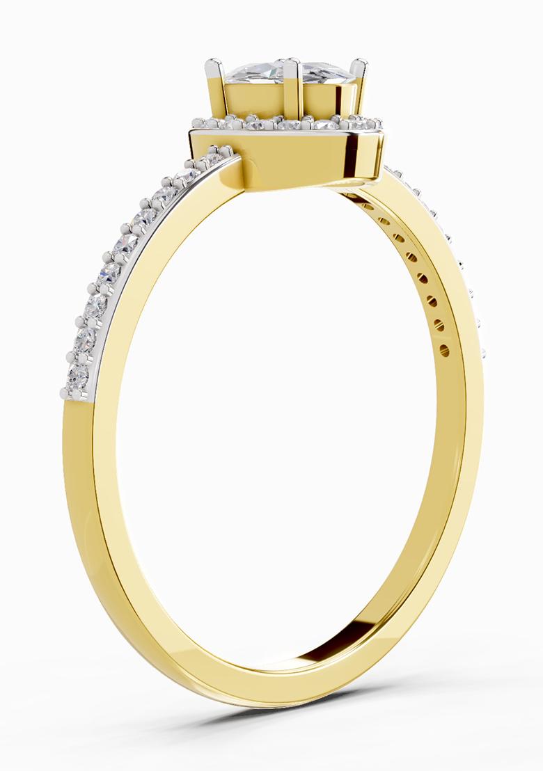 14Kt Yellow Gold Lab Grown Diamond 0.54 Carat Oval Shape Halo Diamond Ring for Women