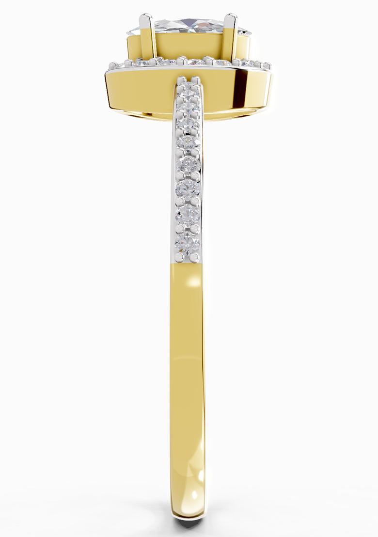 14Kt Yellow Gold Lab Grown Diamond 0.54 Carat Oval Shape Halo Diamond Ring for Women