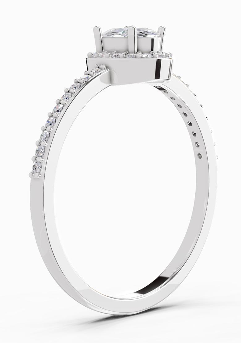 14Kt White Gold Lab Grown Diamond 0.54 Carat Oval Shape Halo Diamond Ring for Women