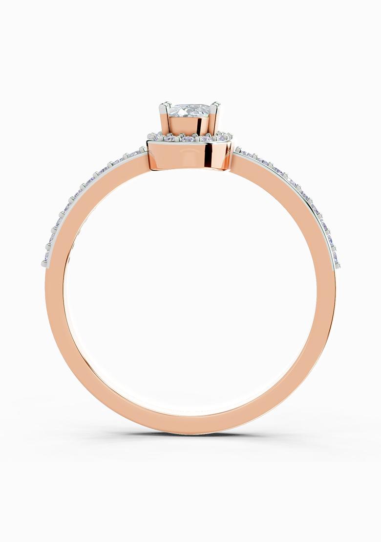 14Kt Rose Gold Lab Grown Diamond 0.54 Carat Oval Shape Halo Diamond Ring for Women