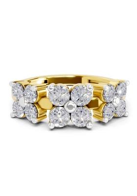 14Kt Yellow Gold Lab Grown Diamond 0.73 Carat IGI Certified Round Shape Floral Diamond Ring