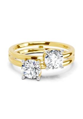 14Kt Yellow Gold Lab Grown Diamond 1 Carat Round Shape Bypass Diamond Ring for Women