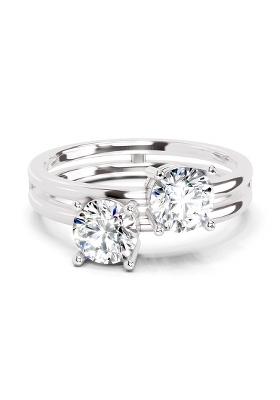 14Kt White Gold Lab Grown Diamond 1 Carat Round Shape Bypass Diamond Ring for Women