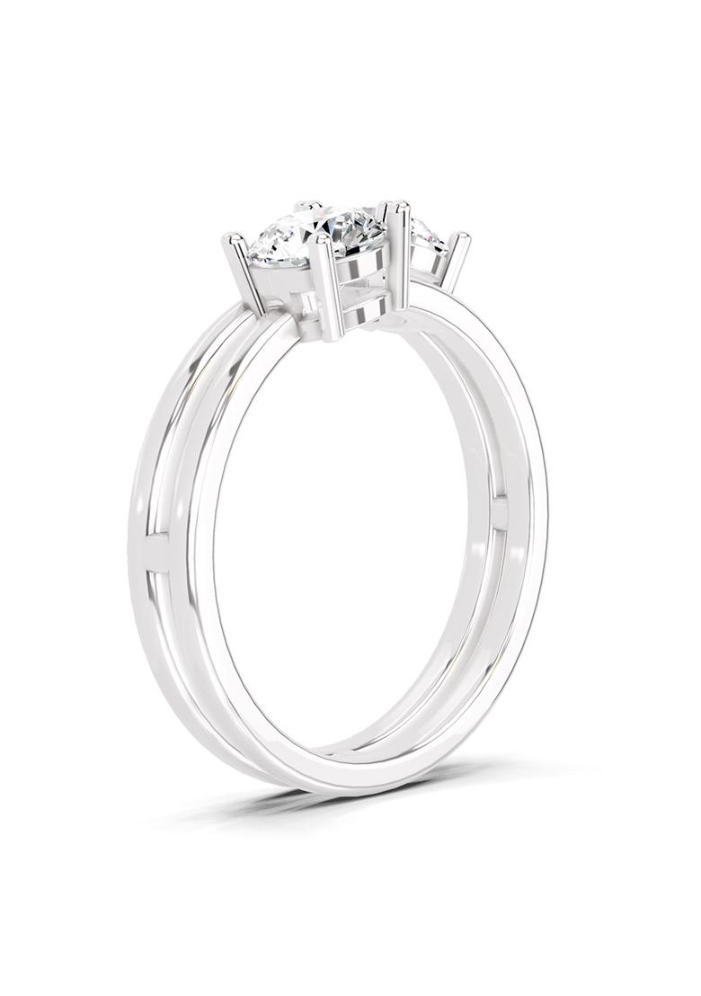 14Kt White Gold Lab Grown Diamond 1 Carat Round Shape Bypass Diamond Ring for Women