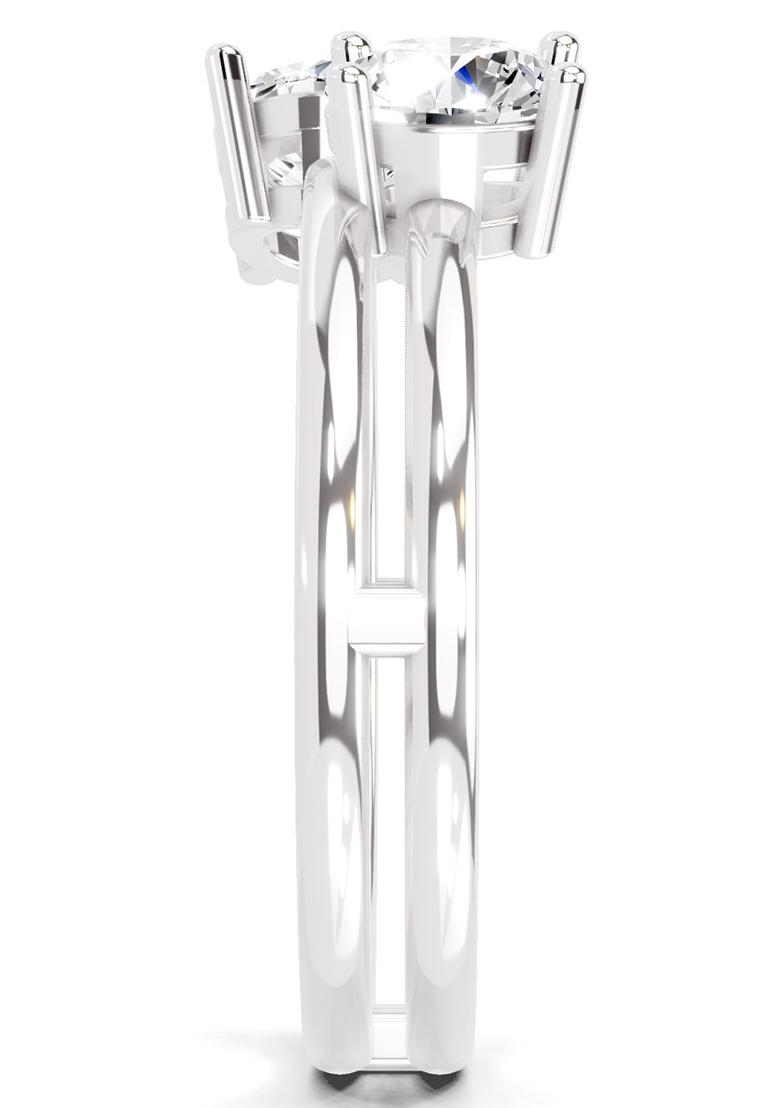 14Kt White Gold Lab Grown Diamond 1 Carat Round Shape Bypass Diamond Ring for Women