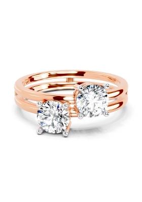 14Kt Rose Gold Lab Grown Diamond 1 Carat Round Shape Bypass Diamond Ring for Women