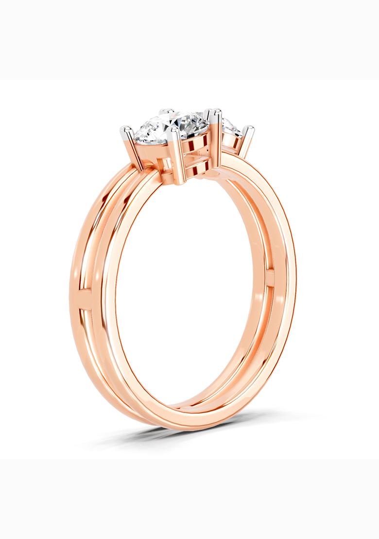 14Kt Rose Gold Lab Grown Diamond 1 Carat Round Shape Bypass Diamond Ring for Women