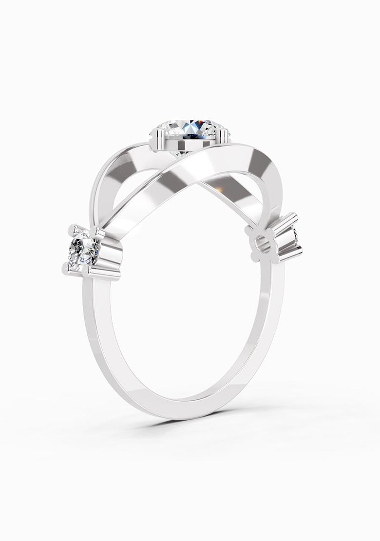 14Kt White Gold Lab Grown Diamond 0.16 Carat Round Evil Eye Solitaire Ring for Women