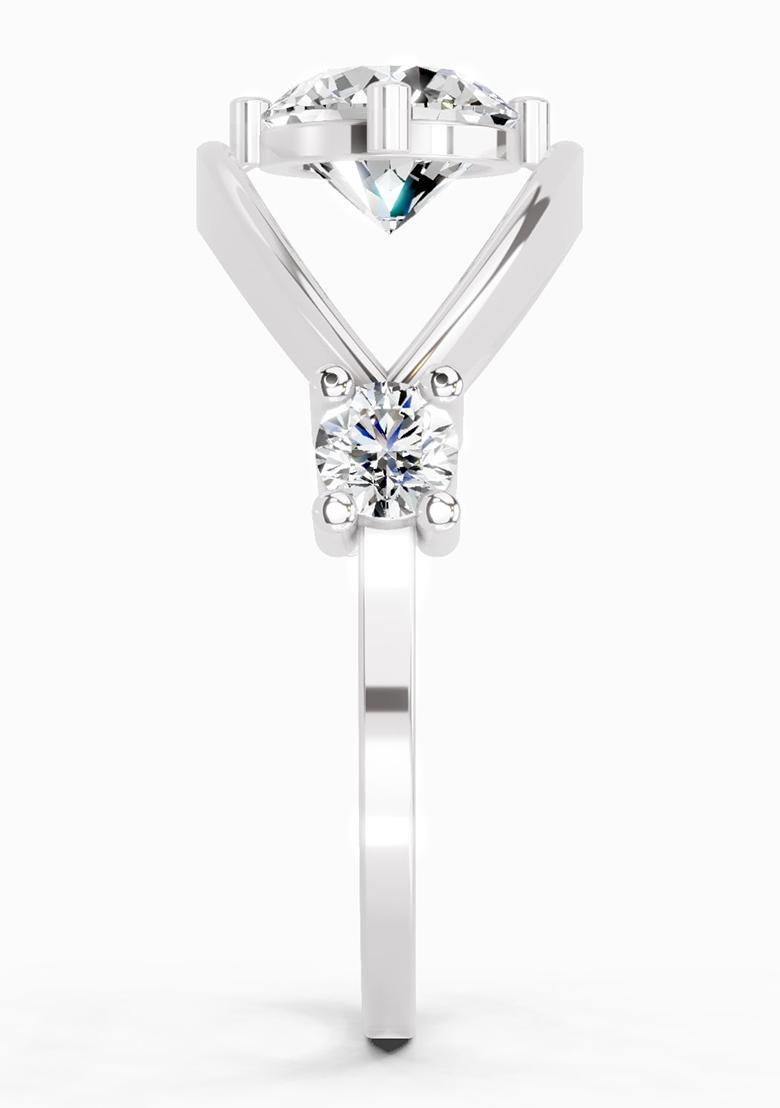 14Kt White Gold Lab Grown Diamond 0.16 Carat Round Evil Eye Solitaire Ring for Women